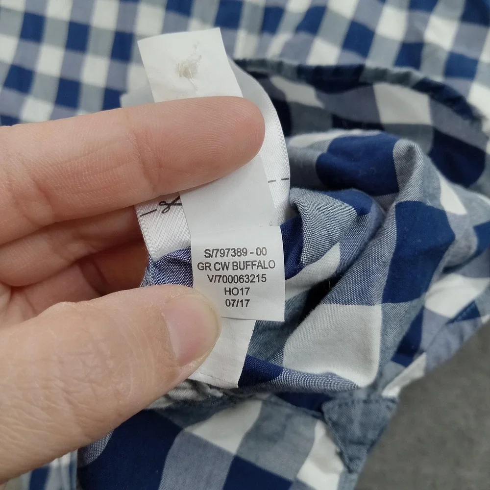 Banana Republic Shirt Mens XL Blue Check Slim Fit Button Front Long‎ Sleeve